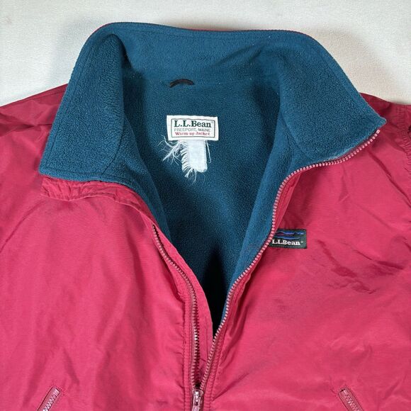 Vintage L.L.Bean Windbreaker Jacket Men’s XL Bomber Warm Up Red/ Green - Picture 8 of 10